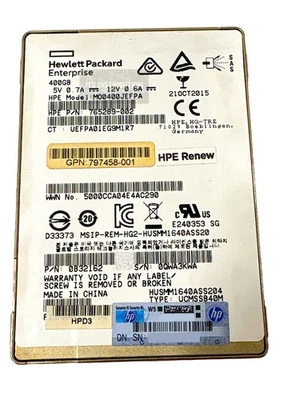 797458-001 I HP 400 GB 3.5" Bare Internal Solid State Drive 765289-002 0B32162 - Image 1 of 3
