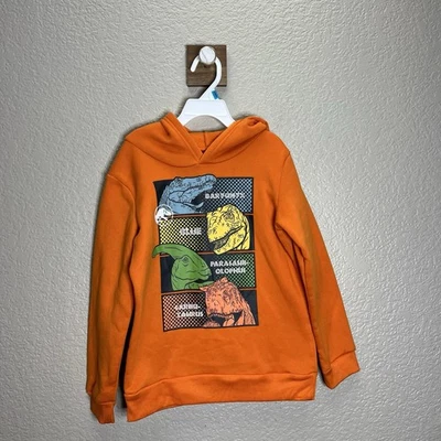 Jurassic Park T-Rex Dinosaur Sweatshirt Orange kids size 7 - Image 1 of 4