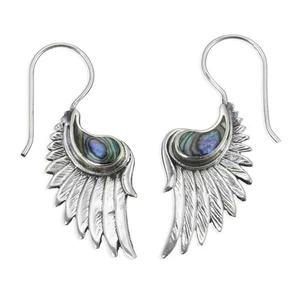 Edle Abalone Perlmutt Muschel Damen Ohrringe Hänger Flügel 925er Silber SER453 - Bild 1 von 5