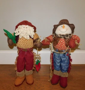 LOTE 2 Brazos Movibles Navidad Vaquero Papá Noel y Muñeco de Nieve 21" Suroeste ¡EXCELENTE! - Imagen 1 de 11
