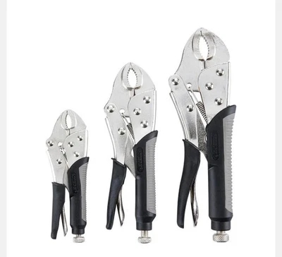3 Piece Curved Jaw Locking Pliers Set 5", 7" and  10" - Image 1 of 3