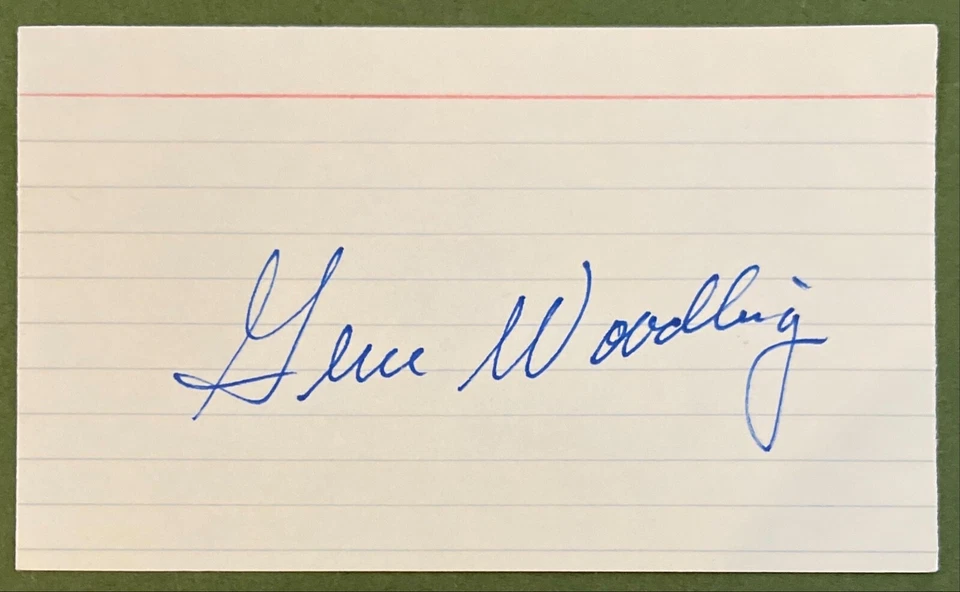 GENE WOODLING AUTOGRAPHED INDEX CARD NEW YORK YANKEE 1962 NEW YORK MET - Image 1 of 1
