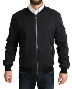 DOLCE & GABBANA Jacket Blue Silk Coat Short Bomber Men IT50 / US40 / L RRP $2300 - Picture 1 of 9