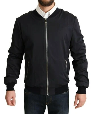DOLCE & GABBANA Jacket Blue Silk Coat Short Bomber Men IT50 / US40 / L RRP $2300 - Image 1 of 4