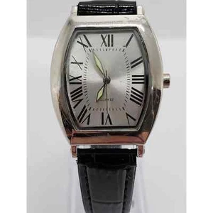 Men's dress watch. Square face with black accents. Black adjustable band - Picture 1 of 9