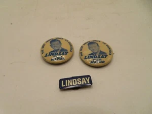 LOT 3 Vintage John Lindsay New York City Mayor Political Pinback Buttons/Pin - Picture 1 of 2