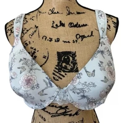 Sujetador Jessica Simpson Azul Floral Encaje Mariposa 42D Con Aros Correa Ajustable Foto 1 de 4