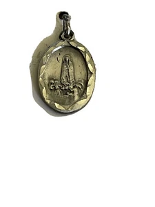 Vintage Sterling Medaille katholischer Anhänger Charm Unsere Liebe Frau von Fatima Neu aus altem Lagerbestand - Bild 1 von 5