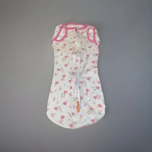 Baby Girl Swaddle Me Pod Size L Pink Purple Floral Double Zipper - Picture 1 of 6