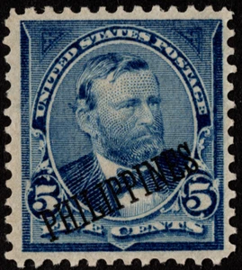 Philippines Stamp Scott # 216 Mint F-VF - 5 Cents Blue Ulysses S. Grant Issue - Picture 1 of 1