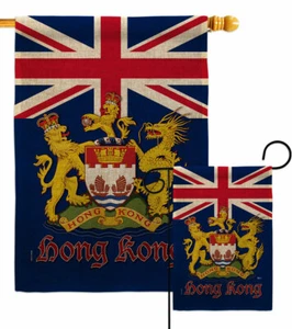 Britisch Hongkong Sackleinen Garten Flagge Nationalität Deko Hof Haus Banner - Bild 1 von 19