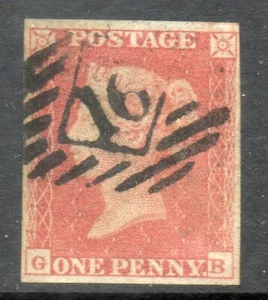 GB QV SG8, 1d rojo marrón, muy fino usado 4 márgenes. GB Londres 16 - Imagen 1 de 1