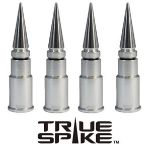 4 TRUE SPIKE SILVER SPIKED WHEEL RIM AIR VALVE STEM COVER CAPS FOR FORD F250