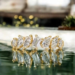 Anillo amarillo de 1,50 quilates 14 k de corte esmeralda de diamantes... - Imagen 1 de 6