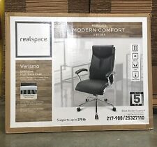 RealSpace Verismo Office Chair Modern Comfort Faux Leather High-Back Chair Black