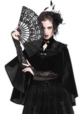 Dark IN Love Donna Gotico Tenuto Mano Pieghevole Ventola Pizzo Nero Vtg Lolita