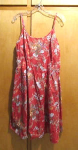 Fire Los Angeles Size XXL Floral Red Sun Dress 100% Cotton Adjustable Straps - Picture 1 of 6