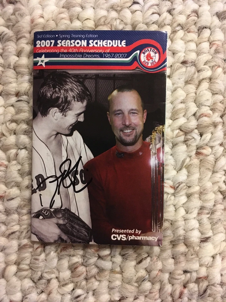 达斯汀·佩德罗亚签名 2007 年时间表世界大赛冠军红袜队亲笔签名 — 第 1/1 张图片