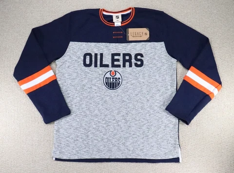 Edmonton Oilers Sweater Adult Large Gray Spellout Legacy Pullover Outerstuff Cover