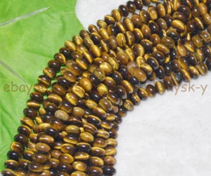 Smooth 5x8mm Natural Yellow Tigers Eye Rondelle Gemstone Loose Beads 15'' Strand - Picture 1 of 4