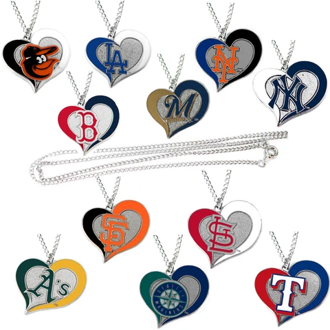 MLB swirl heart necklace PICK YOUR TEAM Cover