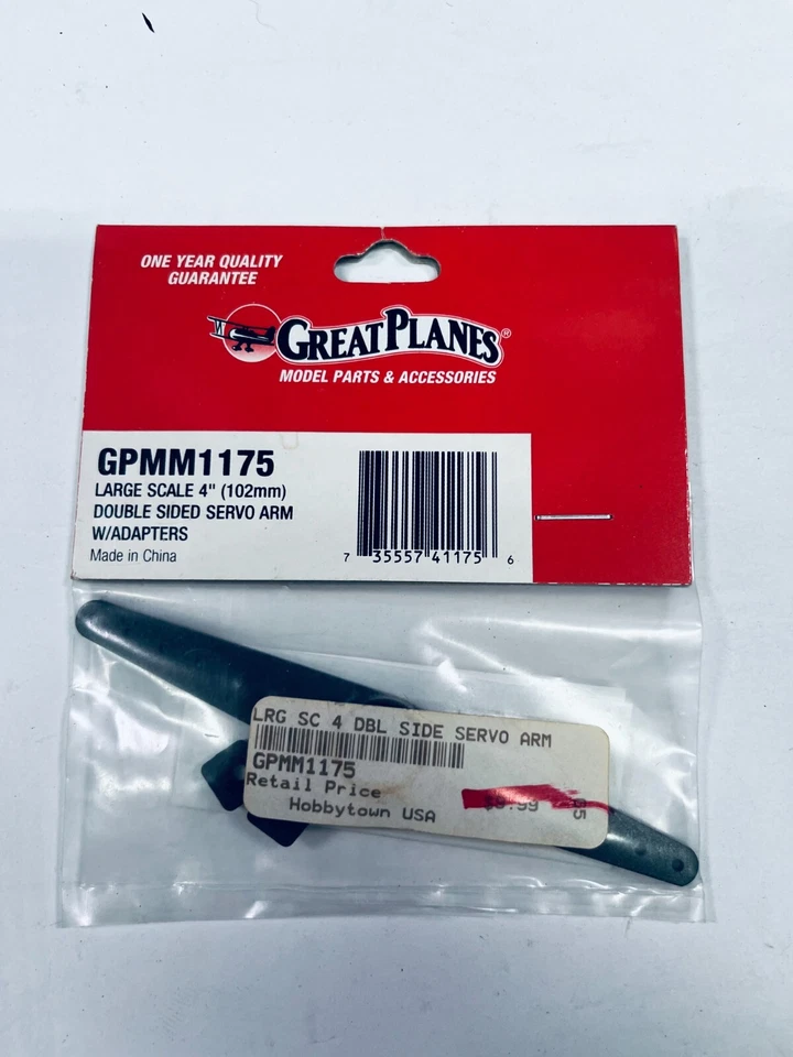 GREAT PLANES GPMM1175 Large Scale{4”102mm}DBL. Sided Arm W/Adapters NIP 🇺🇸Ship - Image 1 of 1