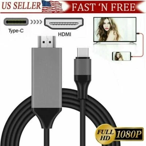 USB-C Type C to HDMI HDTV TV Cable For Samsung Galaxy S10 Note 9 MacBook Black - Picture 1 of 8