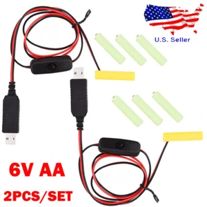 2PC/Set 6V AA Eliminator Cables 1M Dummy-Battery Power Cord Replacement HOT - Picture 1 of 7