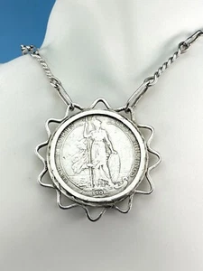 Edward VII One Florin 1908 Pendant Mounted On Silver Chain 24 Inches, 33.45gm - Picture 1 of 13