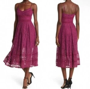 NWT NSR A-Line Midi Dress Size S Womans Purple Crochet Lace Sleeveless V-Neck - Picture 1 of 18