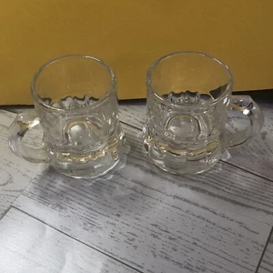 Federal Glass Set of 2 Mini Beer Mug Shot Glasses w/ Handles - Vintage Barware - Picture 1 of 1