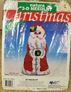 1991 Natura 3D Needlry Needlecraft Christmas Santa Doll 14" Tall Sealed Kit - Picture 1 of 4