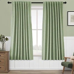 Blackout Curtains for Bedroom 63 Inch Length 2 Panels Set Sage Green Curtain,... - Picture 1 of 7