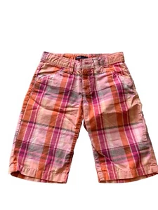 Gap Kids Youth Girls Size 8 Shorts Pink Orange Plaid Bohemian Button Comfort - Picture 1 of 10