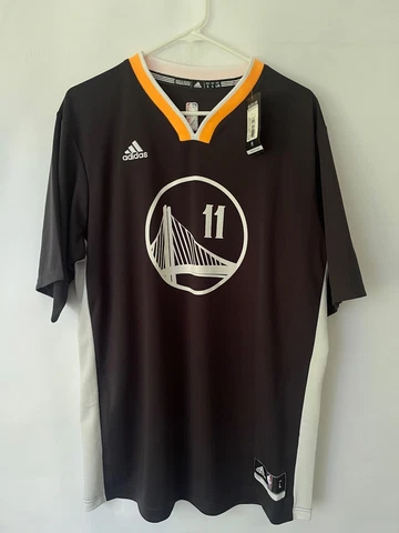NEW! Klay Thompson Adidas Sleeved Jersey Men's Black Golden State Warriors Large Cover