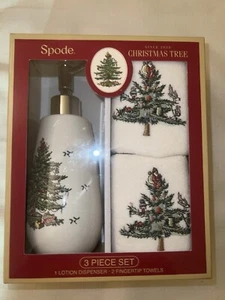 Spode Christmas Set: Lotionspender und 2 Fingerspitzenhandtücher. Neu im Karton - Bild 1 von 6