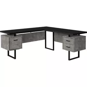71 Black L Shape Computer Desk With Three Drawers - Picture 1 of 1