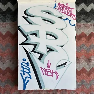NYC Graffiti SR NBK Original Drawn Black Book Page Tags Throwies Street Legend - Picture 1 of 7