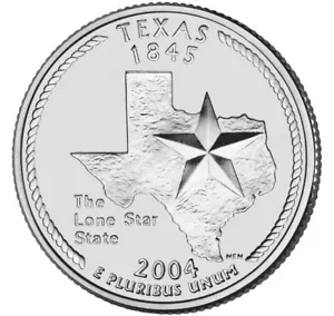 2004-P 50 State Quarter, Texas. UNC From Mint Roll. KM# 357 - Picture 1 of 2