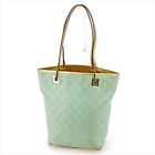 [Japan Used Bag] The Gucci Tote Bag Back Handbag Gg Canvas Green Gold Leather T5
