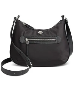 Giani Bernini Medium Nylon Hobo Bag Black Silver - Picture 1 of 7