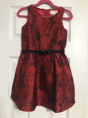 Vestido Rojo Sin Mangas Navidad Lugar Infantil Vacaciones + Cinturón Niña Formal 5 Foto 1 de 4