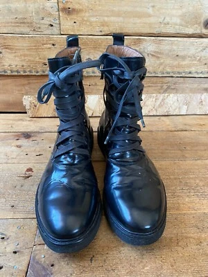 Alexander mcqueen patent leather black  Combat boots, avant garde sz 41 UK 7 - Image 1 of 4