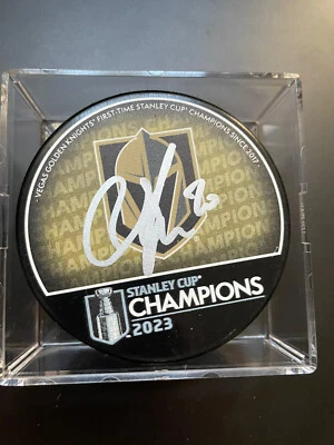 Vegas Golden Knights Chandler Stephenson signed 2023 Stanley Cup Champions Puck - Image 1 of 2