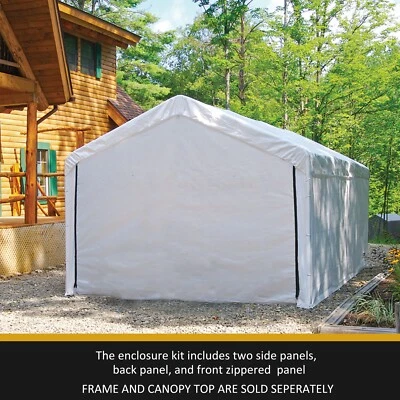 SHELTERLOGIC Canopy Enclosure Kit 10 x 20 ft. White. Canopy Cover and Frame Sold Separately.