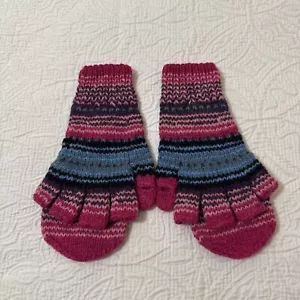 Artesania Fingerless Convertible Gloves w/flap Knit Alpaca Wool Striped Artisan - Picture 1 of 8