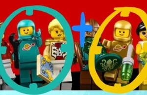 1x Lego classic spaceman gold & türkis Figuren,NEU, aus 21358 Spielzeugautomat - Bild 1 von 24