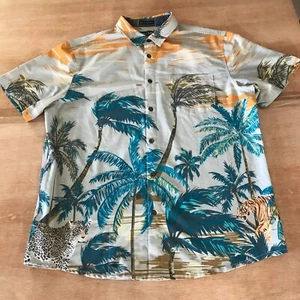 Baja Llama Fight Against Boring Shirt Men XL Blue Floral Button Up Pocket - Picture 1 of 13