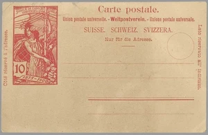 SUIZA 1900 10c rojo UPU Jubilee tarjeta de papelería postal sin usar - Imagen 1 de 2