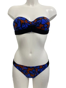Maison Lejaby Blue Aloha Bikini 36B 10 Underwired Bandeau Strapless Halterneck - Picture 1 of 18
